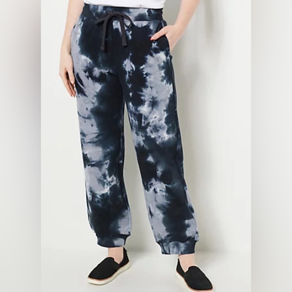 Rebecca Minkoff Terry Ankle Joggers Tie Dye Sweatpants  Size Medium Blue